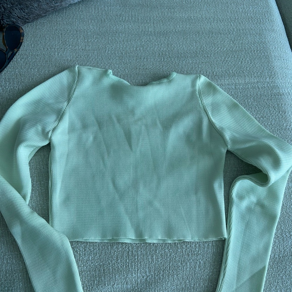 Crop Top Baobab Collection Pale Kiwi  Cutout Ribbed - Picture 5 of 10